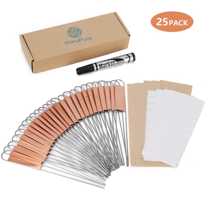 Wanapure 25PCS Copper Metal Plant Tags Plant Labels with 50Pcs Labels, Rainproof PET Film & Permanent Pen, 8" Weatherproof Banner Garden Markers, Marking Protection Seedling Signs Nursery Tags - Image 2